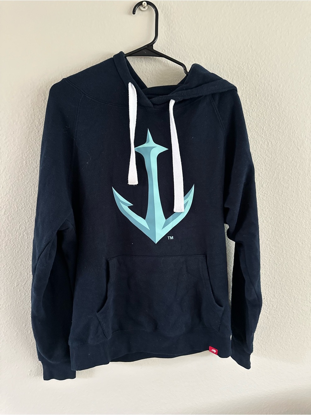 Navy Hoodie with Aqua Anchor Graphic